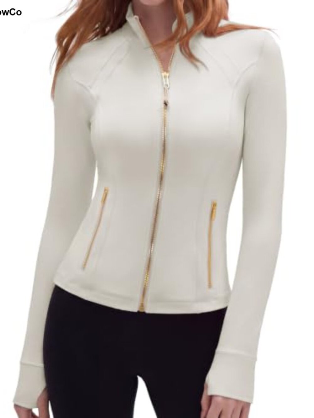 Slim Fit Zipper Athletic Jacket with Thumb Holes & Pockets